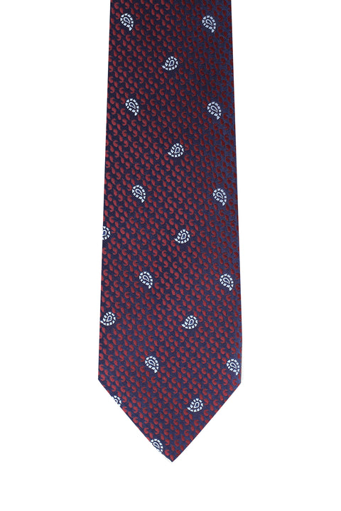 Koyu Bordo Desenli Kravat