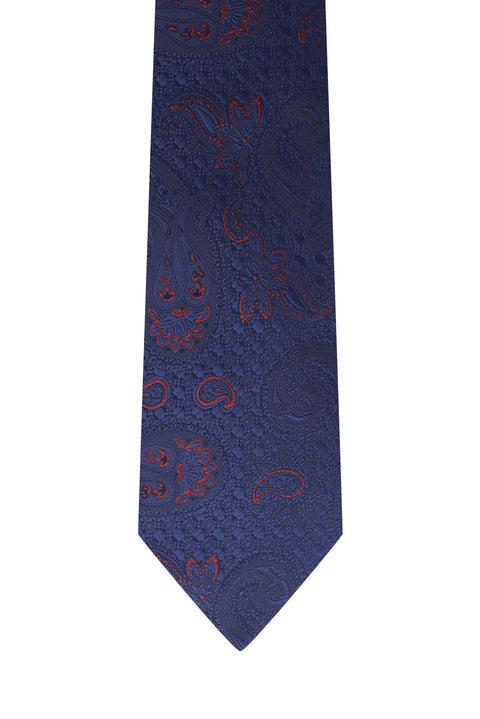Orta Lacivert Desenli Kravat