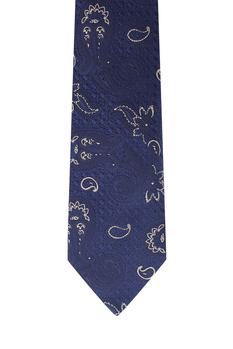 Koyu Lacivert Desenli Kravat