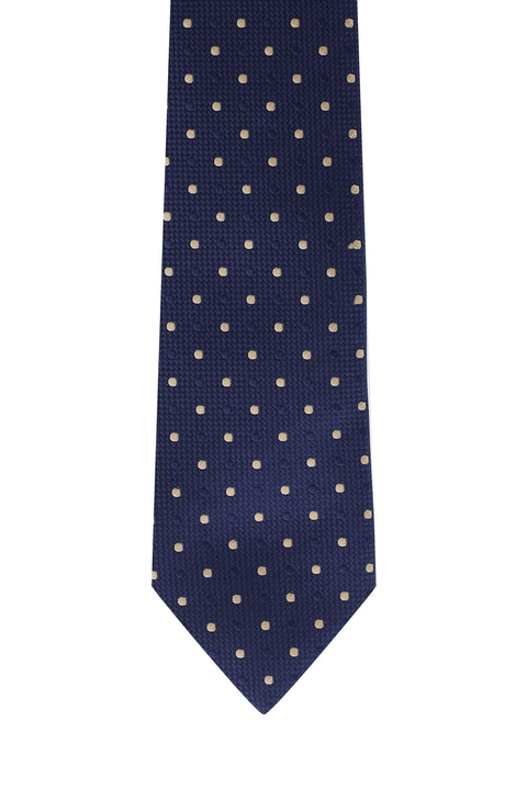 Orta Lacivert Desenli Kravat