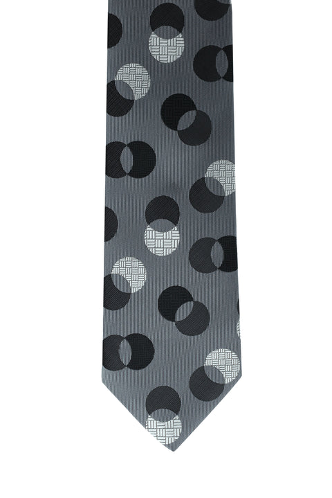 Orta Gri Puantiye Desenli Kravat