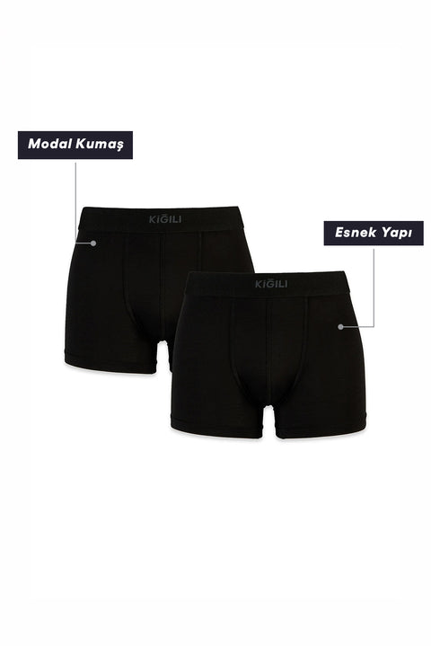 Black 2-Pack Modal Blend Boxer Set