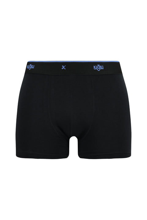 Siyah 2'li Pamuklu Likralı Rahat Esnek Boxer Seti