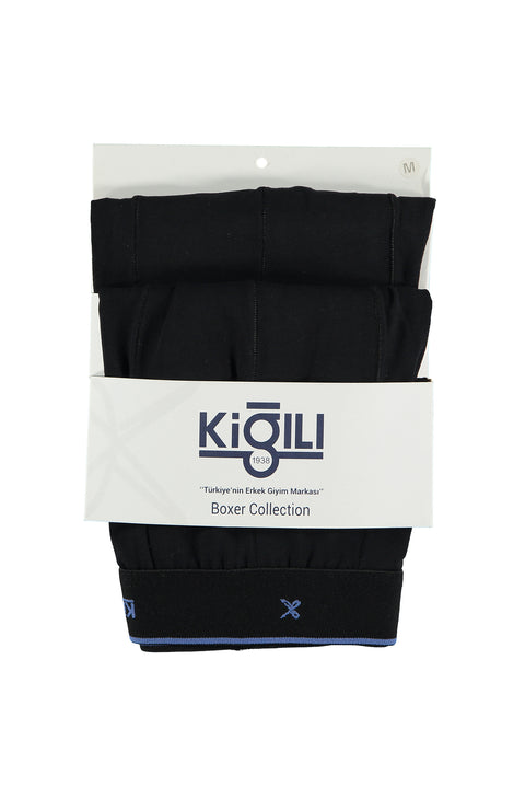 Siyah 2'li Pamuklu Likralı Rahat Esnek Boxer Seti
