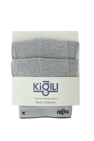  Orta Füme 2'li Pamuklu Boxer Seti