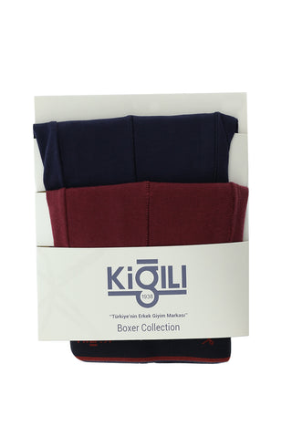  Orta Lacivert 2'li Pamuklu Boxer Seti