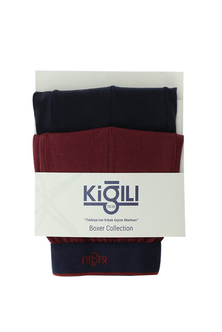  Orta Lacivert 2'li Süprem Pamuklu Boxer Seti