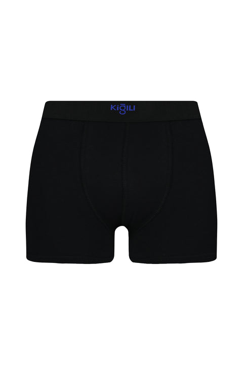 Siyah 3'lü Pamuklu Likralı Rahat Esnek Boxer Seti