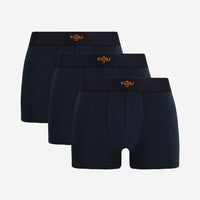 Lacivert 3'lü Pamuklu Likralı Rahat Esnek Boxer Seti