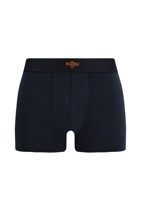 Lacivert 3'lü Pamuklu Likralı Rahat Esnek Boxer Seti