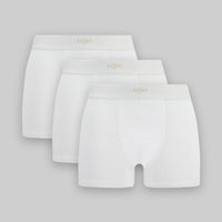 Beyaz 3'lü Pamuklu Likralı Rahat Esnek Boxer Seti