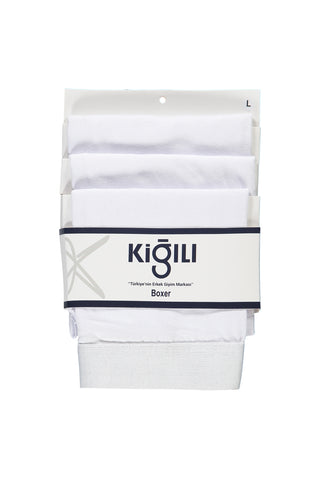  Beyaz 3'lü Pamuklu Likral? Rahat Esnek Boxer Seti-Ki??l?