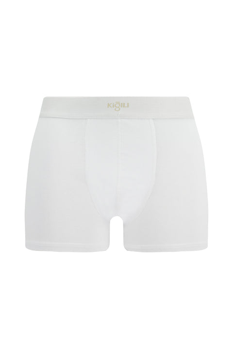 Beyaz 3'lü Pamuklu Likralı Rahat Esnek Boxer Seti
