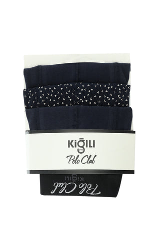  Lacivert 3'lü Pamuklu Boxer Seti