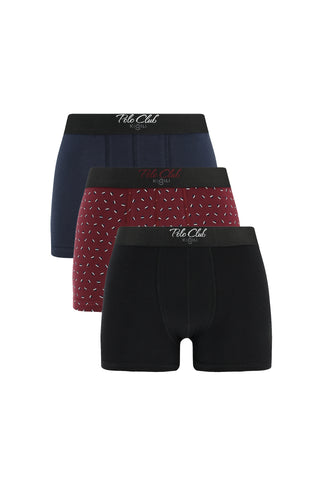  Çok Renkli 3'lü Pamuklu Boxer Seti
