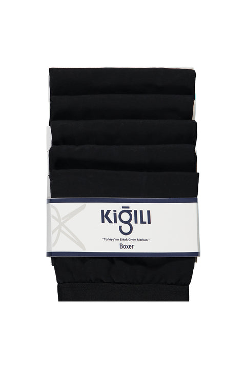 Siyah 5'li Pamuklu Likralı Rahat Esnek Boxer Seti