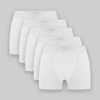 Beyaz 5'li Pamuklu Likralı Rahat Esnek Boxer Seti