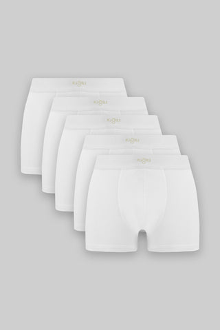  Beyaz 5'li Pamuklu Likral? Rahat Esnek Boxer Seti-Ki??l?