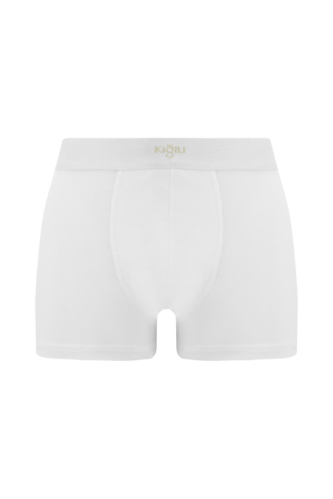 Beyaz 5'li Pamuklu Likralı Rahat Esnek Boxer Seti