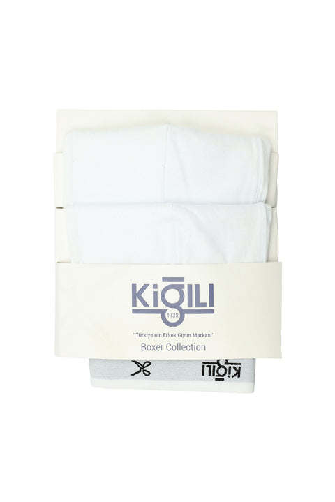 Beyaz 2'li Pamuklu Boxer Seti