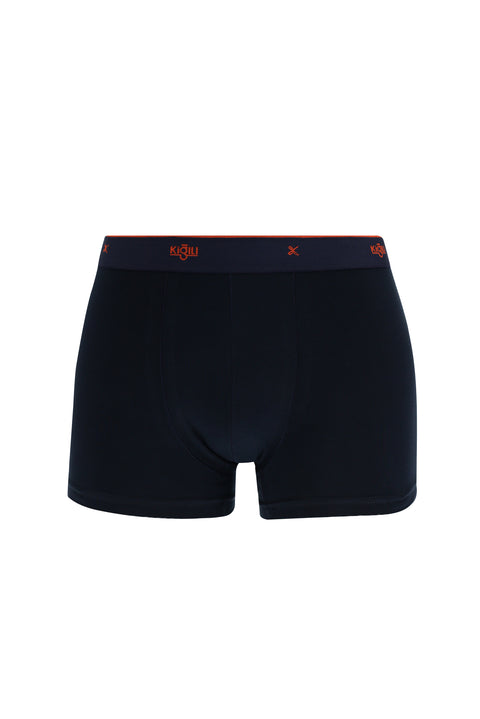 Koyu Lacivert 2'li Desenli Pamuklu Boxer Seti