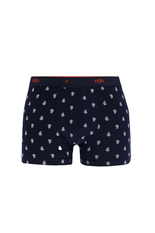  Koyu Lacivert 2'li Desenli Pamuklu Boxer Seti