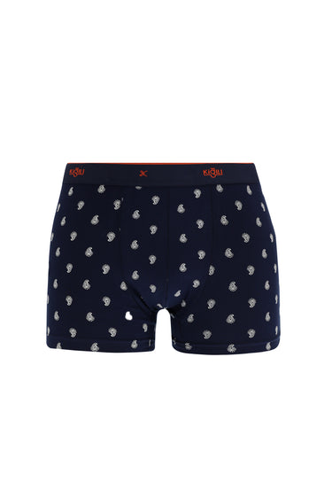 Koyu Lacivert 2'li Desenli Pamuklu Boxer Seti