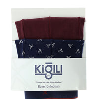 Koyu Lacivert 2'li Desenli Pamuklu Boxer Seti