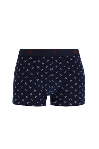  Koyu Lacivert 2'li Desenli Pamuklu Boxer Seti