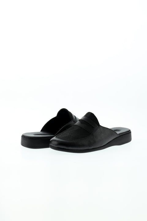 Black Patterned House Slippers