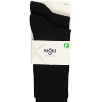 Siyah 2'li Bambu Karışımlı Likralı Esnek Düz Çorap Seti