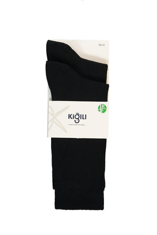  Siyah 2'li Bambu Kar???ml? Likral? Esnek Düz Çorap Seti-Ki??l?