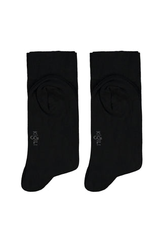  Siyah 2'li Bambu Kar???ml? Likral? Esnek Düz Çorap Seti-Ki??l?
