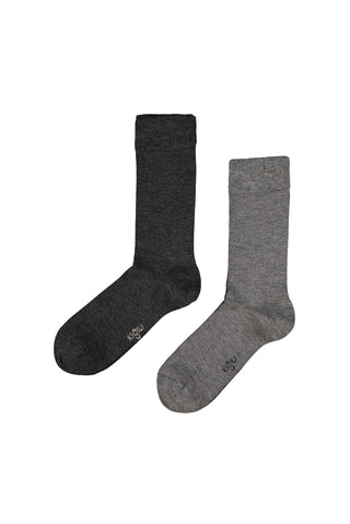  Koyu Antrasit Melanj 2'li Bambu Karışımlı Likralı Esnek Düz Çorap Seti