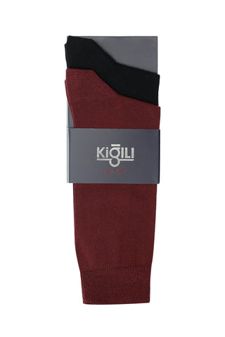  Koyu Bordo 2'li Pamuklu Çorap Seti