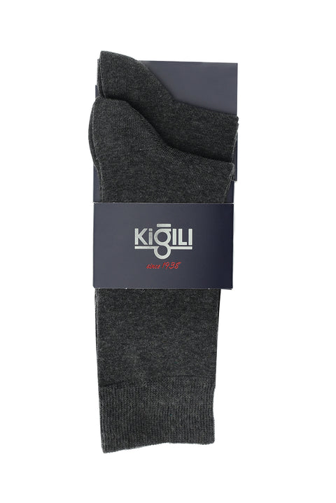 Koyu Antrasit 2'li Pamuklu Çorap Seti