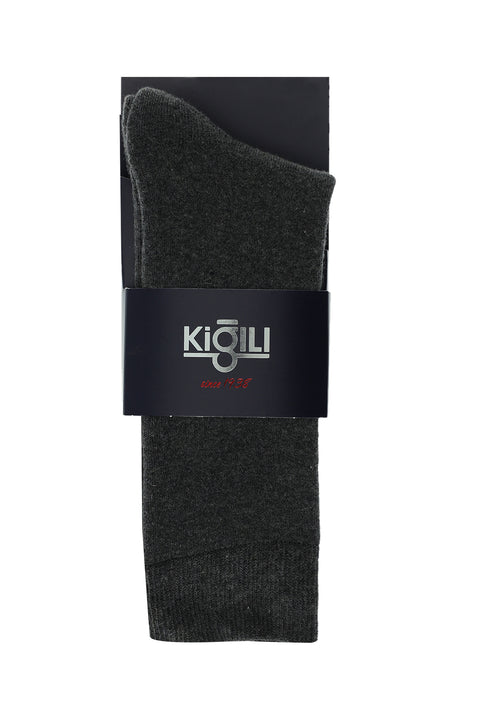 Medium Anthracite Melange Single Thermal Cotton Socks