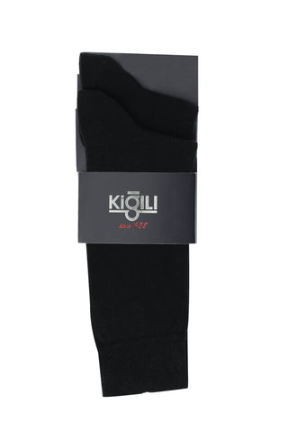  Siyah 2'li Düz Pamuklu Çorap Seti