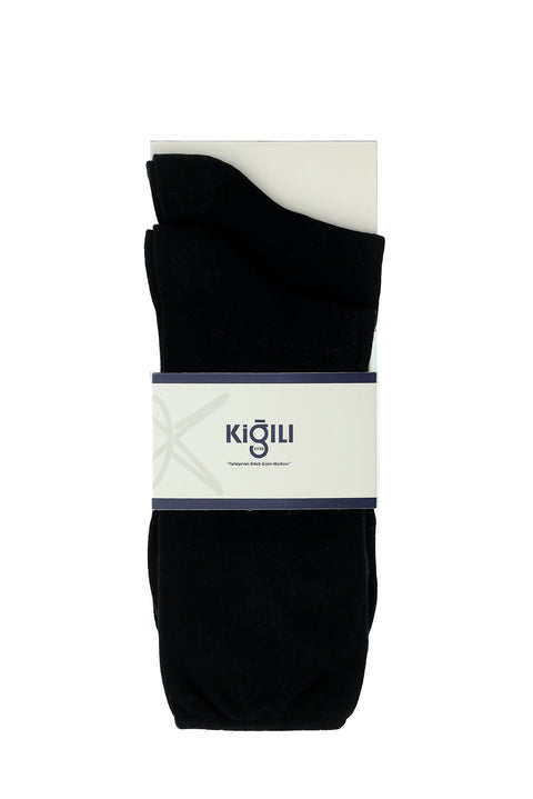 Siyah 2'li Lastiksiz Pamuklu Çorap Seti