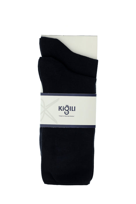 Lacivert 2'li Lastiksiz Pamuklu Çorap Seti