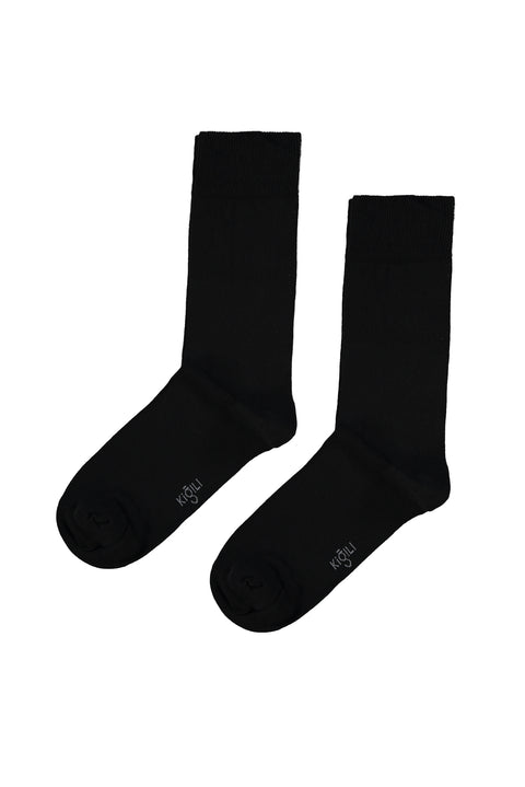 Açık Siyah 2'li Pamuklu Likralı Esnek Düz Çorap Seti