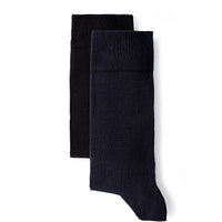 Navy Blue 2-Pack Cotton Lycra Stretch Plain Sock Set
