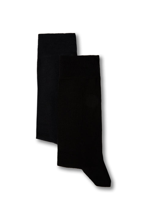 Navy Blue 2-Pack Cotton Lycra Stretch Plain Sock Set
