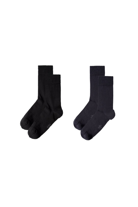 Navy Blue 2-Pack Cotton Lycra Stretch Plain Sock Set