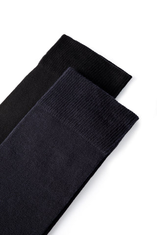  Lacivert 2'li Pamuklu Likralı Esnek Düz Çorap Seti