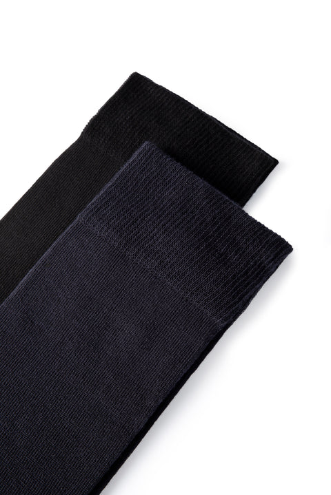 Navy Blue 2-Pack Cotton Lycra Stretch Plain Sock Set