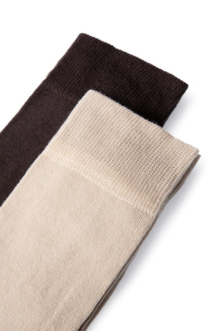  Orta Kahve 2'li Pamuklu Likralı Esnek Düz Çorap Seti