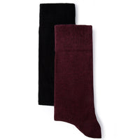 Light Burgundy 2-Pack Cotton Lycra Stretchy Plain Sock Set