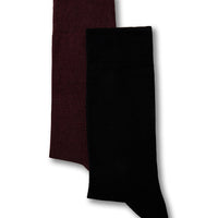 Light Burgundy 2-Pack Cotton Lycra Stretchy Plain Sock Set