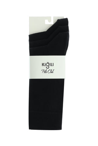  Siyah 3'lü Pamuklu Dikişsiz Çorap Seti